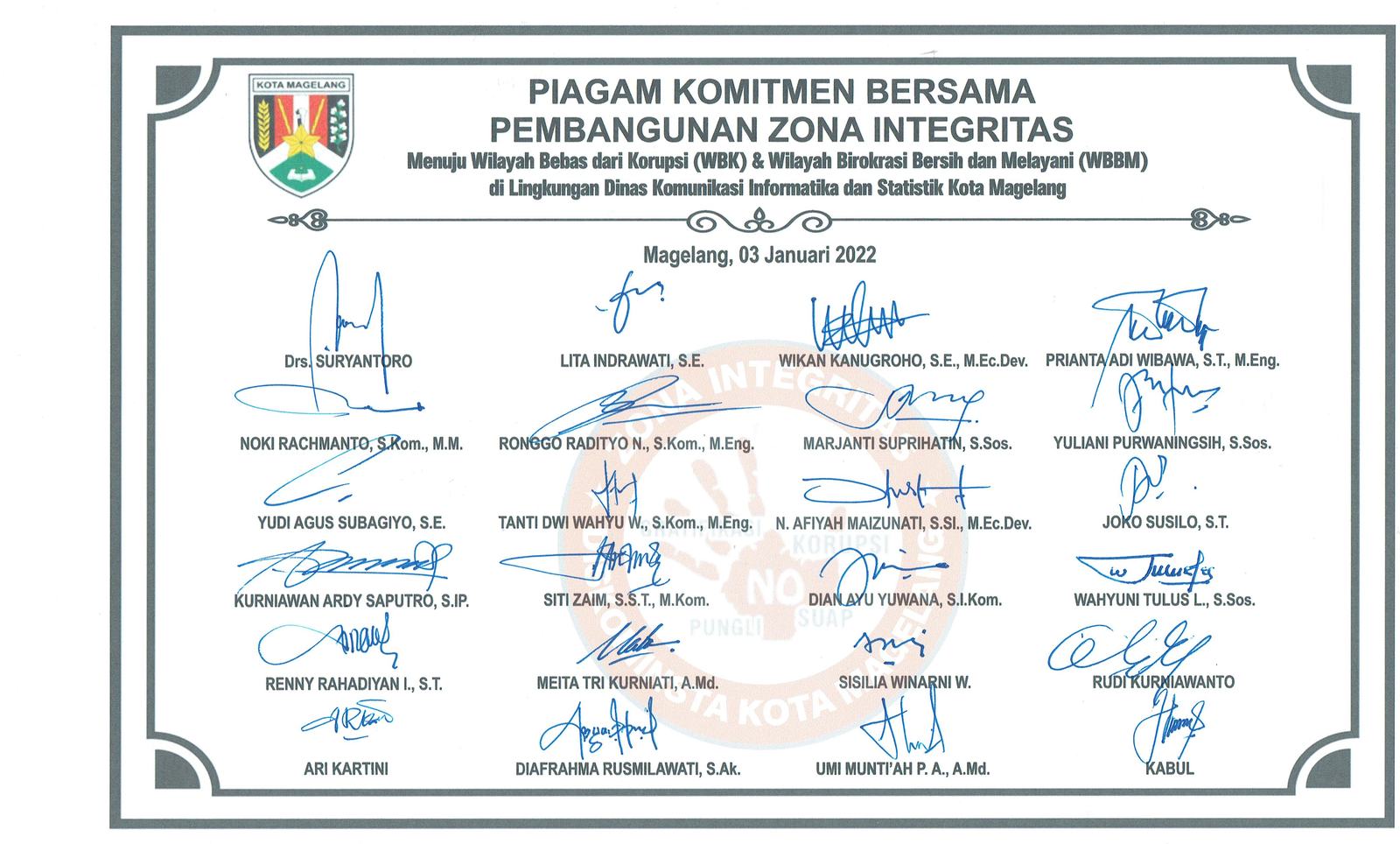 PIAGAM KOMITMEN BERSAMA PEMBANGUNAN ZONA INTEGRITAS