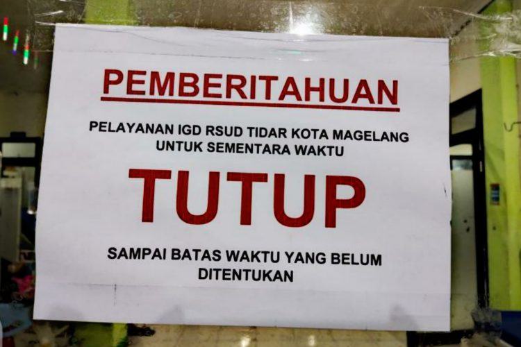 IGD RSUD Tidar Kota Magelang Tutup Sementara