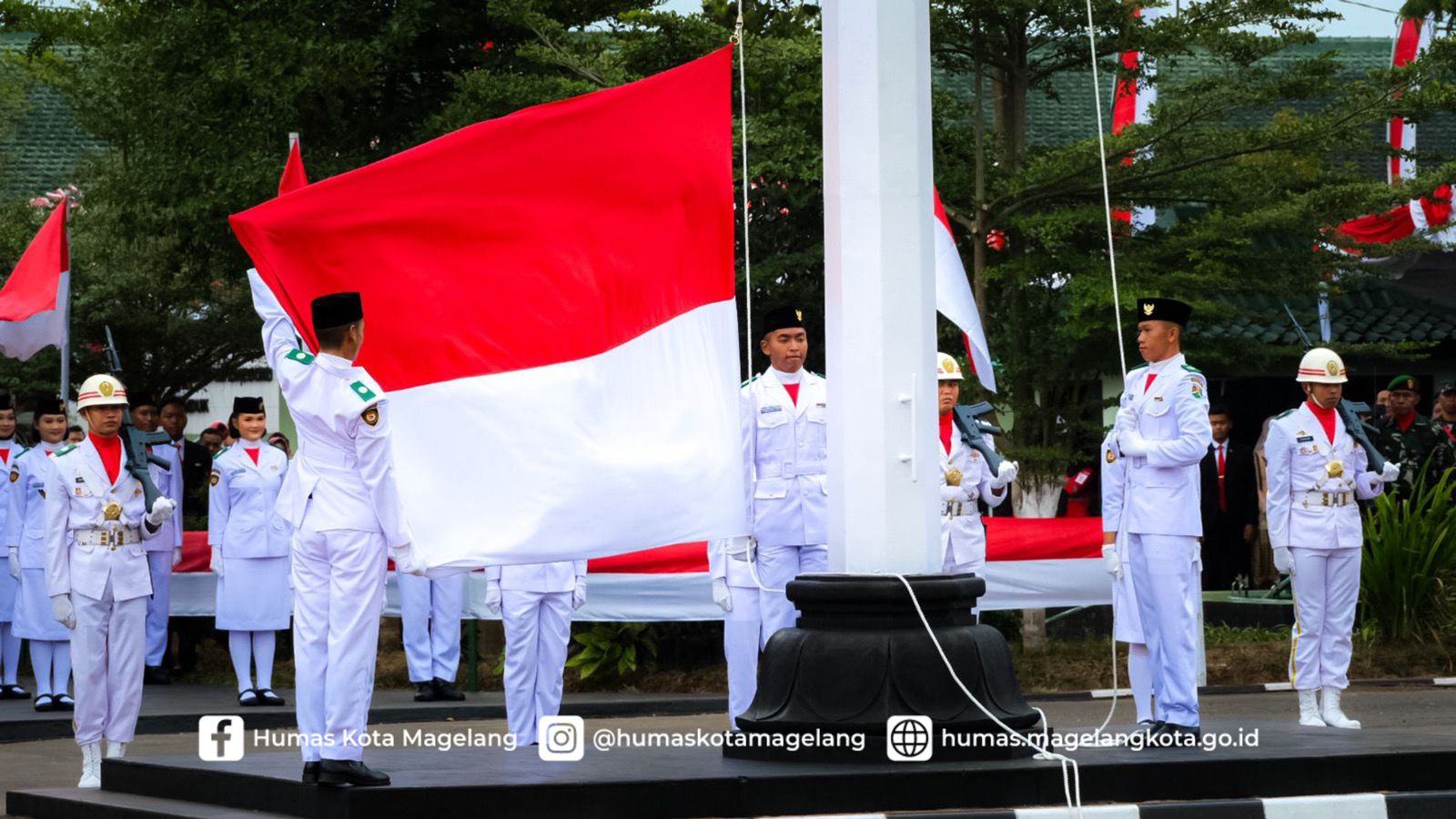 Khidmat Peringatan HUT Ke-78 RI Kota Magelang di Bawah Gerimis