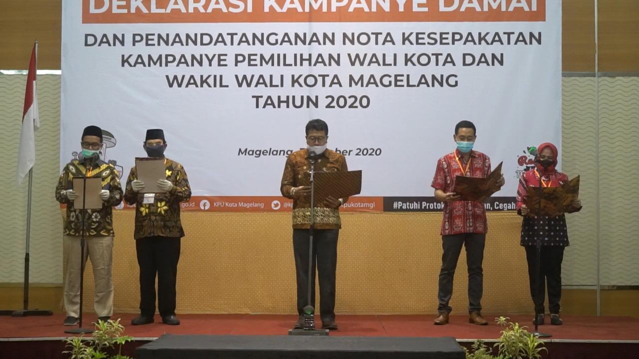 SELURUH PASLON PILKADA KOTA MAGELANG TAHUN 2020 DEKLARASIKAN KAMPANYE DAMAI