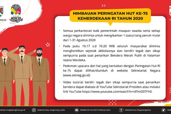 PERINGATI DETIK PROKLAMASI, MASYARAKAT DIHIMBAU HENTIKAN AKTIVITAS SEJENAK PADA 17 AGUSTUS 2020 SELAMA TIGA MENIT