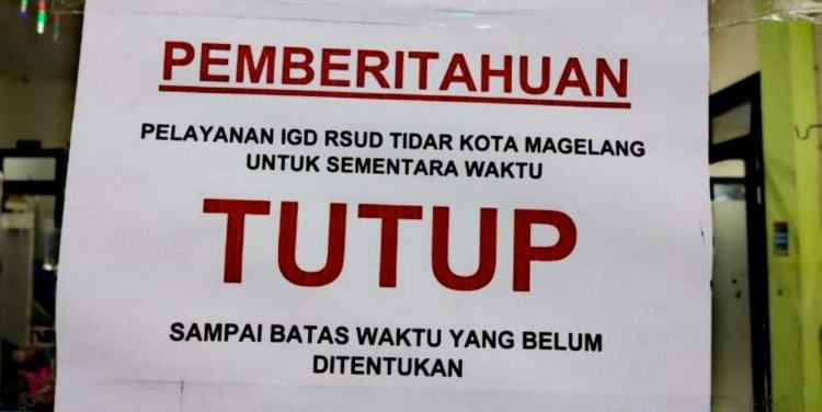 IGD RSUD Tidar Kota Magelang Tutup Sementara