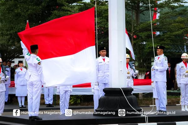Khidmat Peringatan HUT Ke-78 RI Kota Magelang di Bawah Gerimis